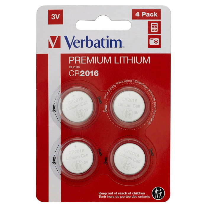 Verbatim Pilas de Litio 3V CR2016 (Pack de 4)