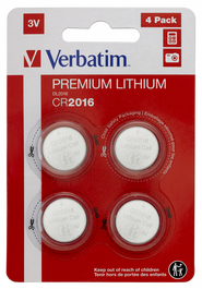 VERBATIM PILAS PLANAS DE LITIO 3V - CR2016 (4 PACK)