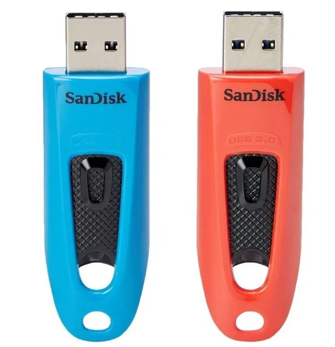 SanDisk - SanDisk Ultra unidad flash USB 64 GB USB 3.2 Gen 1 (130 MB/s), deslizar, colores Azul y Rojo - Paquete de 2 unidades SanDisk - SanDisk Ultra unidad flash USB 64 GB USB 3.2 Gen 1 (130 MB/s), deslizar, colores Azul y Rojo - Paquete de 2 unidades