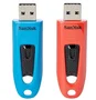 SanDisk Ultra 64 GB USB 3.2 Gen 1 (Pack de 2, Azul y Rojo)