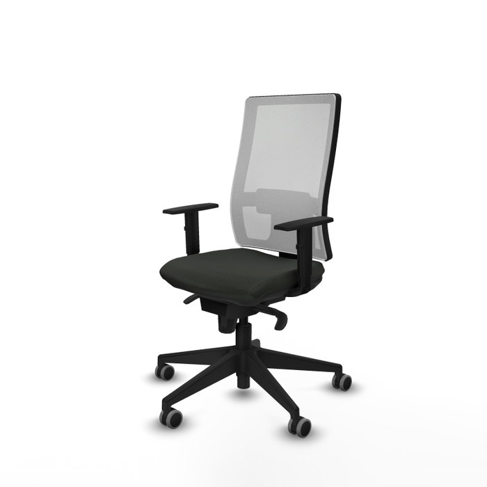 PIQUERAS Y CRESPO Silla de oficina Horna con mecanismo Sincro, malla blanca y tela negra PIQUERAS Y CRESPO Silla de oficina Horna con mecanismo Sincro, malla blanca y tela negra