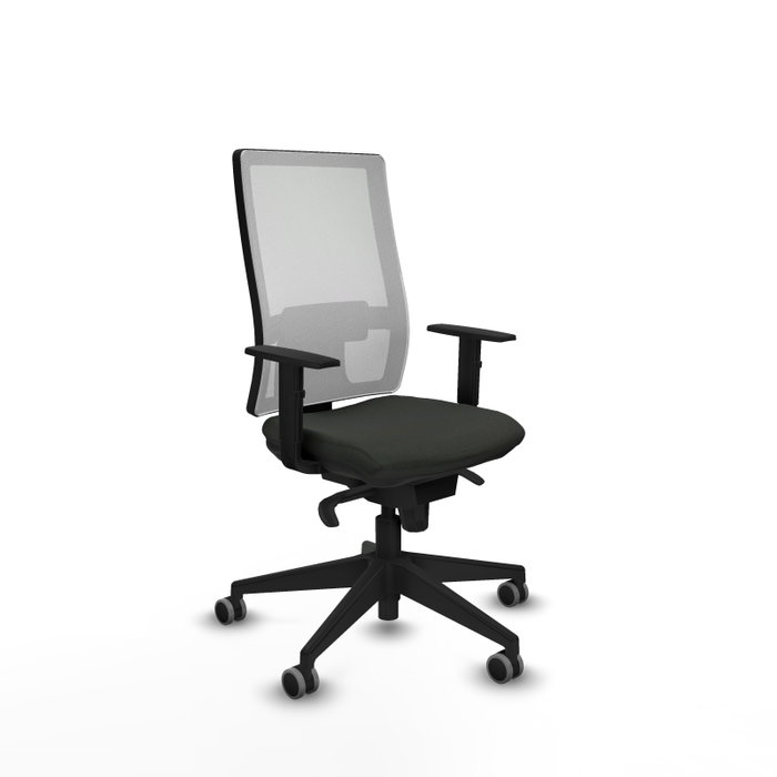 PIQUERAS Y CRESPO Silla de oficina Horna con mecanismo Sincro, malla blanca y tela negra PIQUERAS Y CRESPO Silla de oficina Horna con mecanismo Sincro, malla blanca y tela negra