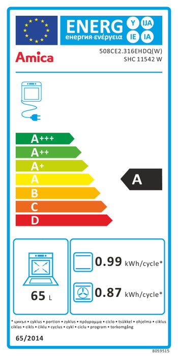 Amica SHC 11542 W Cocina independiente de 50 cm con vitrocerámica