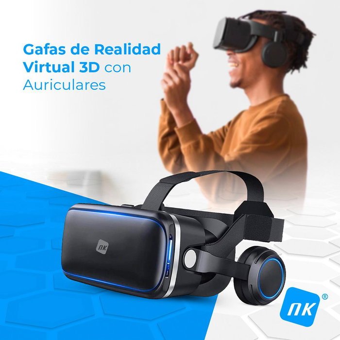 NK Gafas de Realidad Virtual 3D con Audio para Smartphone Color Negro Compatible con Móviles de 4.7-6.53 Pulgadas