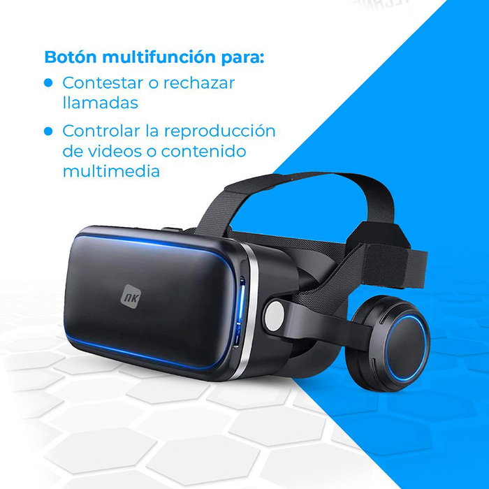 NK Gafas de Realidad Virtual 3D con Audio para Smartphone Color Negro Compatible con Móviles de 4.7-6.53 Pulgadas