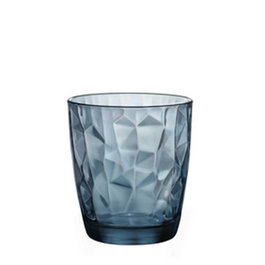 Bormioli Diamond Vaso Azul 39 cl - Cristalería, Vidrio, Alto 103 mm, Diámetro 91 mm, Borde Grueso (Set de 6)