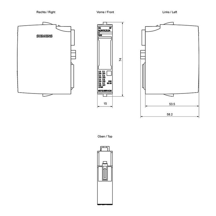 Siemens SIMATIC ET 200SP 6ES7132-6BF01-0CA0 Módulo de salida digital DQ 8x24VDC