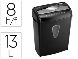 Q-connect Destructora de Documentos KF17972 8 Hojas Corte Partículas 5.6x47mm Nivel P-3 13 Litros