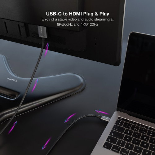 Nanocable Cable Conversor USB-C a HDMI 2.1 8K@60Hz 1,8m Negro Nanocable Cable Conversor USB-C a HDMI 2.1 8K@60Hz 1,8m Negro