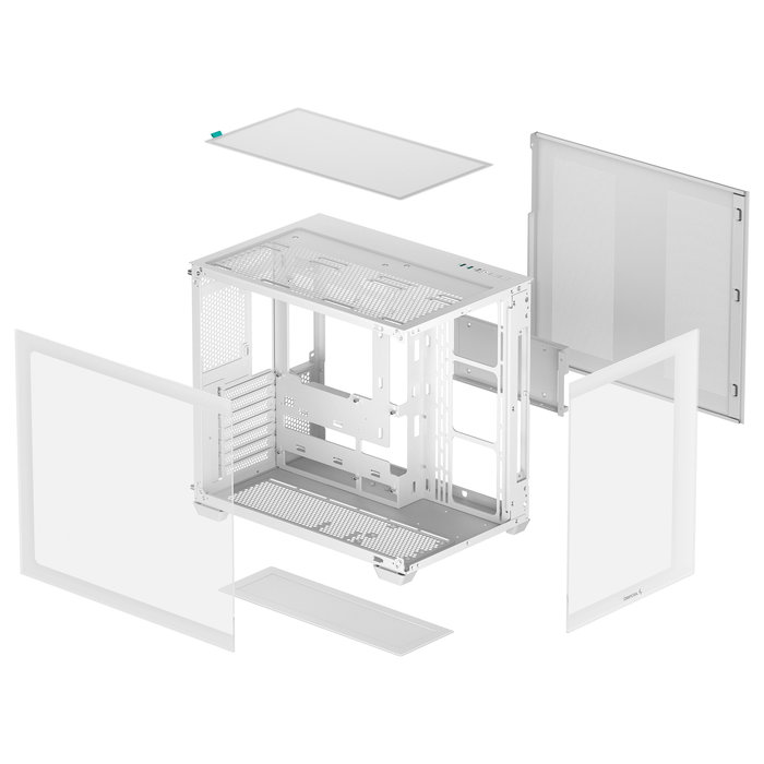 DeepCool CG530 - Torre Media Gaming en Blanco, con Panel de Vidrio Templado, Control de Cables y Soporte para 9 Ventiladores