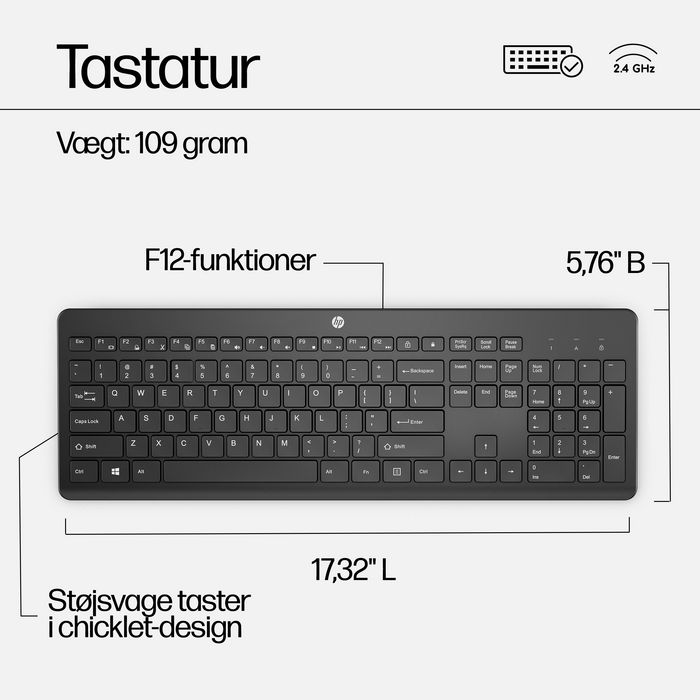 HP 230 Wireless Keyboard Black - DEN HP 230 Wireless Keyboard Black - DEN