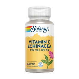 Solaray Vitamina C Echinacea 500mg / 300mg 60 Cápsulas Vegetales Apoyo Sistema Inmune