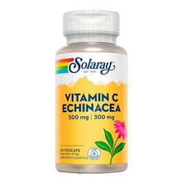 SOLARAY Vitamina C 500Mg + Echinacea 300Mg 60Cap. Apoyo Sistema Inmune Vegano