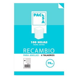 Pacsa Recambio de Hojas Tamaño Folio Cuadrícula 4x4 70g con 4 Taladros