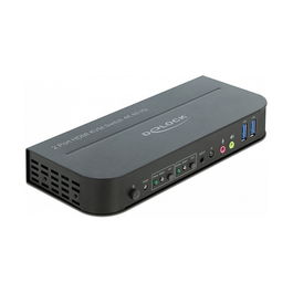 DELOCK Switch HDMI KVM 4K 60Hz con USB 3.0 y Audio - Conmutador para 2 PCs con resolución 3840 x 2160