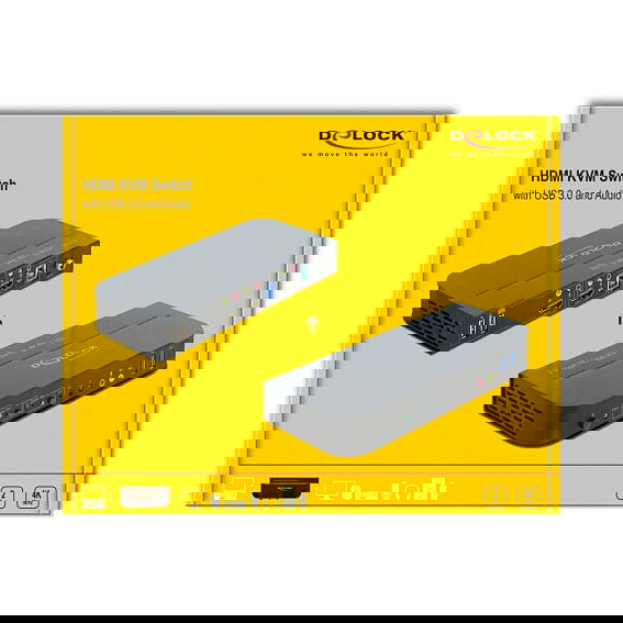 DELOCK Switch HDMI KVM 4K 60Hz con USB 3.0 y Audio - Conmutador para 2 PCs con resolución 3840 x 2160