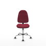 Silla de oficina Algarra con mecanismo Contacto permanente básico tapizada con Tela color Granate. Equipada con Base cromada, Sin brazosy Topes