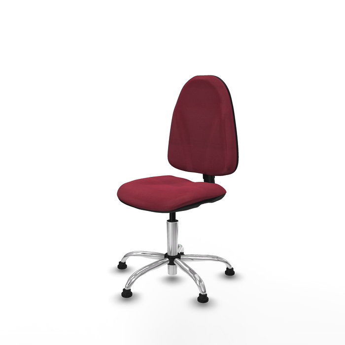 Silla de oficina Algarra con mecanismo Contacto permanente básico tapizada con Tela color Granate. Equipada con Base cromada, Sin brazosy Topes
