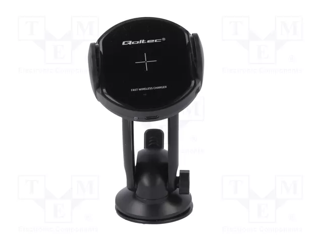 Qoltec PRO Cargador inalámbrico para coche 15W con soporte IR y USB tipo C