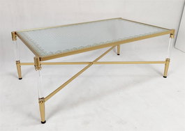 DKD Home Decor Mesa de Centro de Metal y Acrílico Dorado