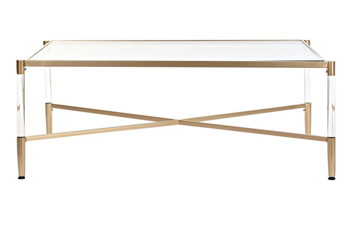 DKD Home Decor Mesa de Centro de Metal y Acrílico Dorado
