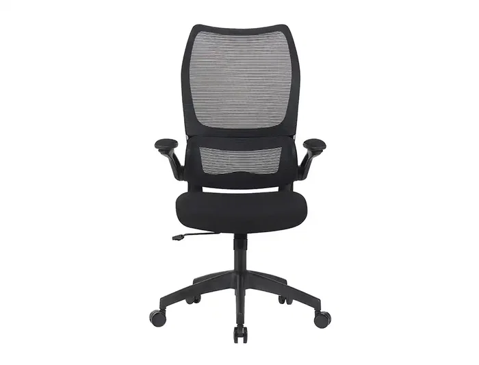 Q-connect Silla de Oficina Ergonómica Catania con Respaldo de Malla, Reposabrazos Abatibles y Ruedas Premium, Altura Máx 1230mm, Color Negro