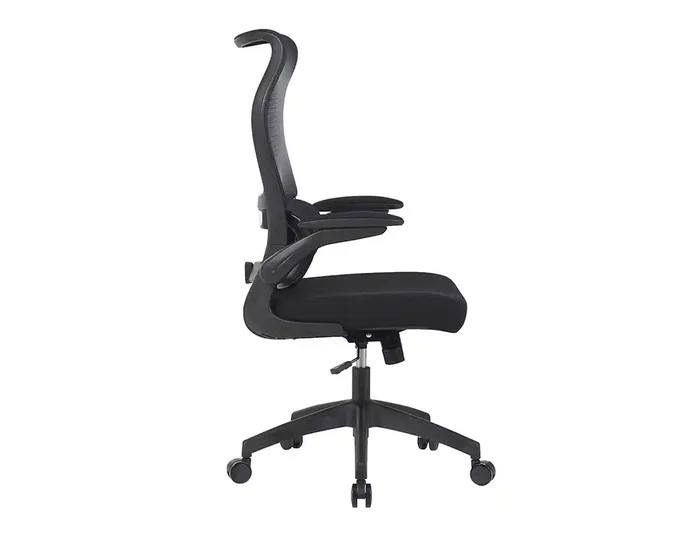 Q-connect Silla de Oficina Ergonómica Catania con Respaldo de Malla, Reposabrazos Abatibles y Ruedas Premium, Altura Máx 1230mm, Color Negro