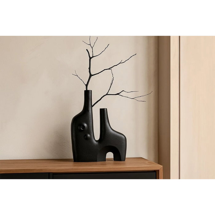 DKD Home Decor Jarrón de Aluminio Abstracto Negro