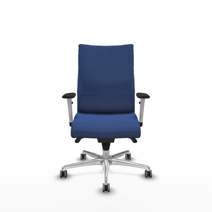 PIQUERAS Y CRESPO Silla Albacete confidente con mecanismo Sincro, brazos 1D y base de aluminio, Azul marino