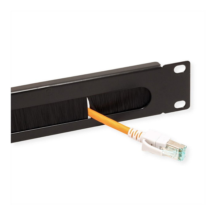 Panel de gestión de cables 19 pulgadas 1U con sello de cepillo, negro