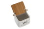 DKD Home Decor Salero de Gres y Bambú Blanco y Natural