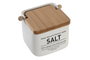 DKD Home Decor Salero de Gres y Bambú Blanco y Natural
