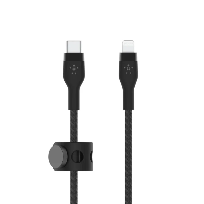 Belkin CAA011BT3MBK Cable USB-C a Lightning Silicona Trenzada 3m Negro, Para Carga y Sincronización