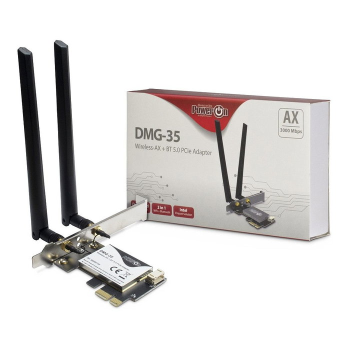 Inter-Tech DMG-35 Adaptador de Red Inalámbrico Interno PCIe, Wi-Fi 6, Bluetooth 5.0, 3000 Mbit/s, Doble Banda Inter-Tech DMG-35 Adaptador de Red Inalámbrico Interno PCIe, Wi-Fi 6, Bluetooth 5.0, 3000 Mbit/s, Doble Banda