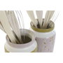 DKD Home Decor Set de 5 Botes de Utensilios de Dolomite, Verde y Lila