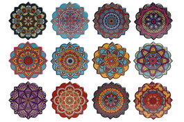 DKD Home Decor Posavasos Mandala Multicolor Surtido de 12 Unidades