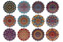 DKD Home Decor Posavasos Mandala Multicolor Surtido de 12 Unidades