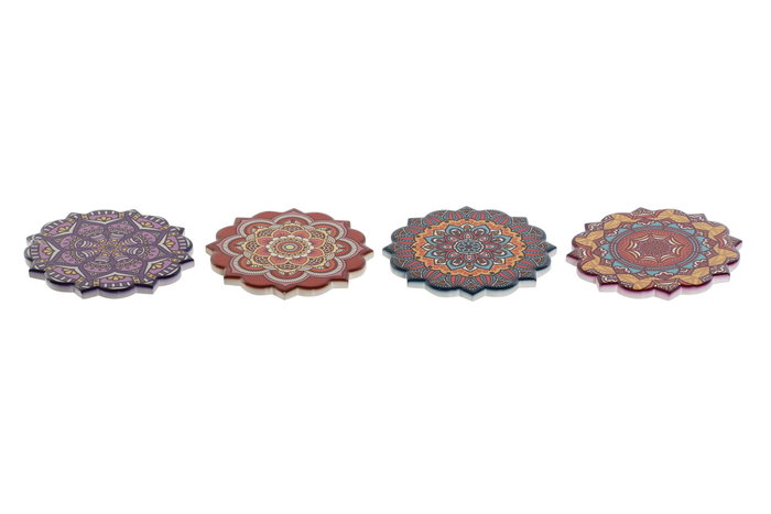 DKD Home Decor Posavasos Mandala Multicolor Surtido de 12 Unidades