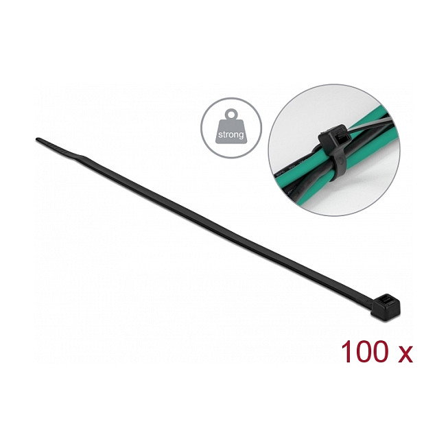 DeLOCK Brida para cables de alta resistencia 200 x 4,8 mm negra 100 piezas DeLOCK Brida para cables de alta resistencia 200 x 4,8 mm negra 100 piezas
