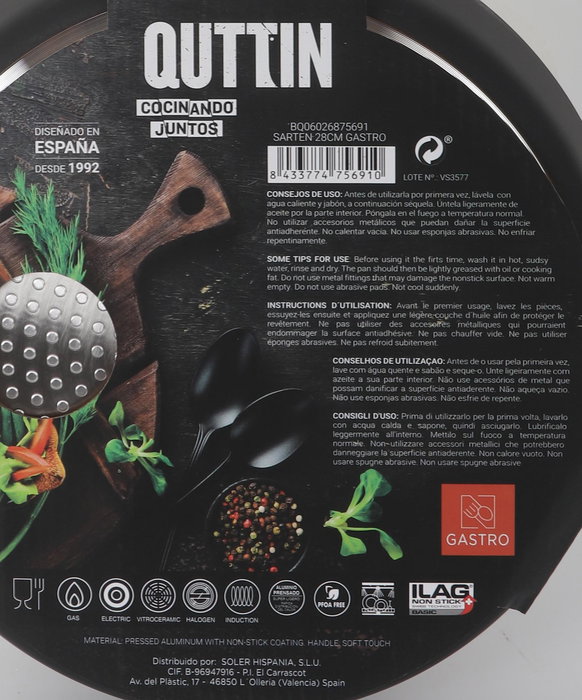 Quttin Sartén Gastro 28 cm (6 Unidades)