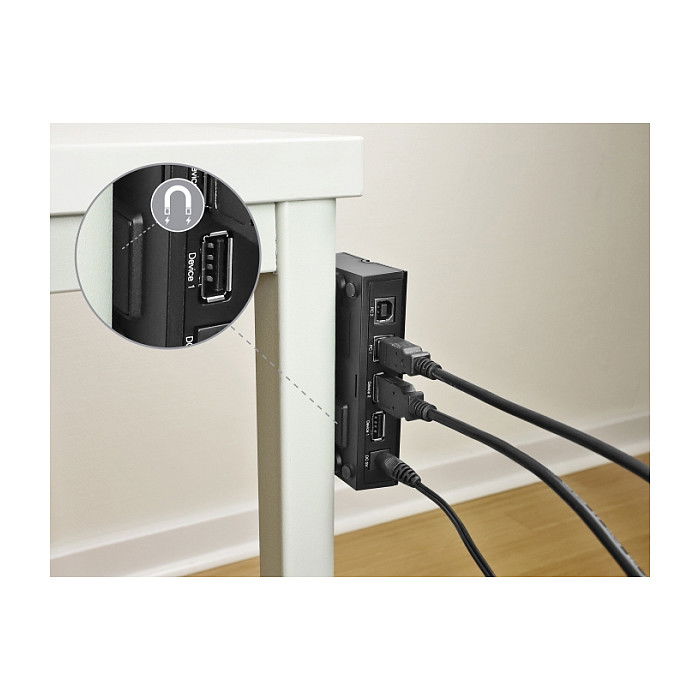 DeLOCK Conmutador USB 2.0 Switch para 2 Ordenadores a 2 Dispositivos, 0,48 Gbit/s, Negro, Plástico, Incluye Cable USB Tipo A a B