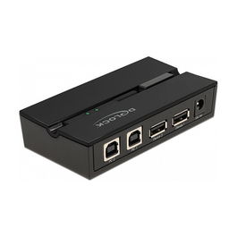 DeLOCK Conmutador USB 2.0 Switch para 2 Ordenadores a 2 Dispositivos, 0,48 Gbit/s, Negro, Plástico, Incluye Cable USB Tipo A a B