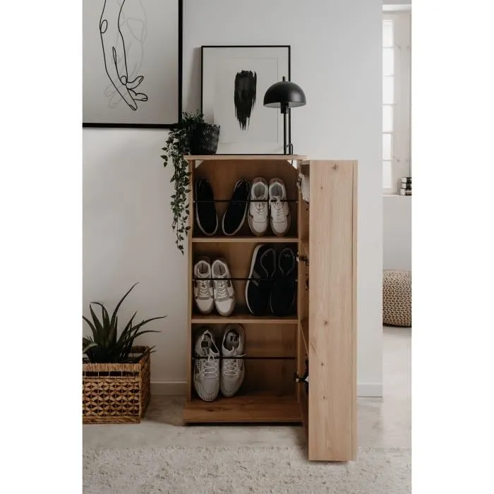 Zapatero Roble Artesano - 100 x 110 x 34 cm - Capacidad 12 pares - AUC1709606433094