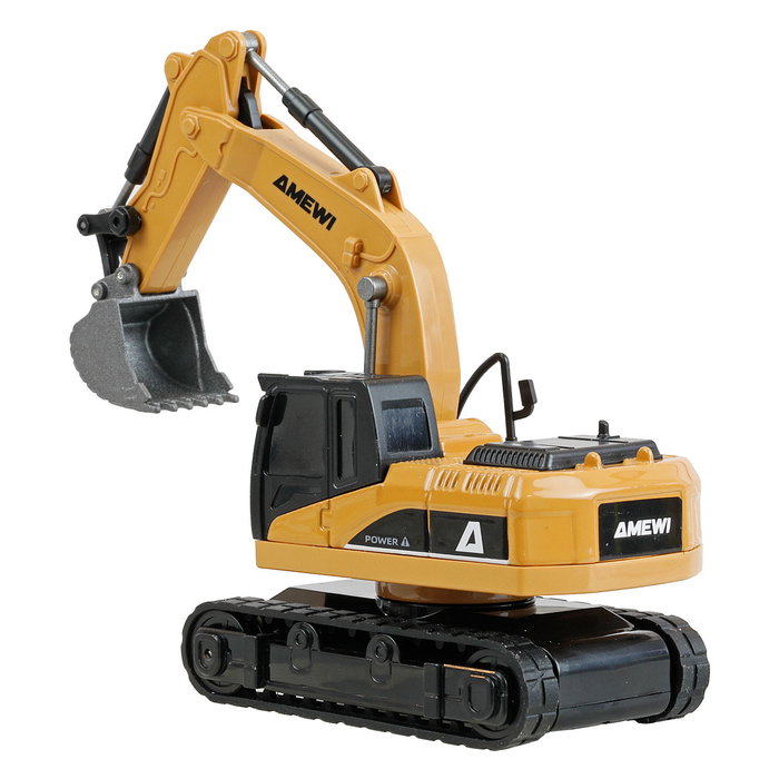 AMEWI Excavadora Radio Control Metal 1:64 8 Canales RTR con Batería, Para Niños de 6+ Años, Modelo 22747