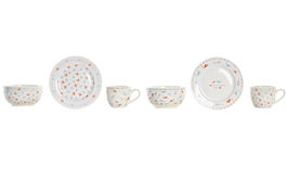 DKD Home Decor Ballenitas Vajilla Infantil Porcelana Apta Microondas Set 3 Piezas Multicolor Blanco 19 x 2 x 19 cm