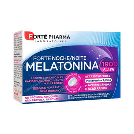 FORTÉ PHARMA Melatonina 1900 Flash 1.9 mg - Complemento Alimenticio para Adormecimiento Más Rápido y Jet-Lag - 30 Comprimidos Bucodispersables Sabor Vainilla