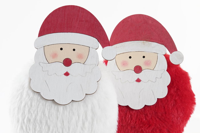 DKD Home Decor Figura Navidad Tradicional Papá Noel Blanco Rojo MDF Poliester 4.5 x 21 x 8 cm (6 Unidades)