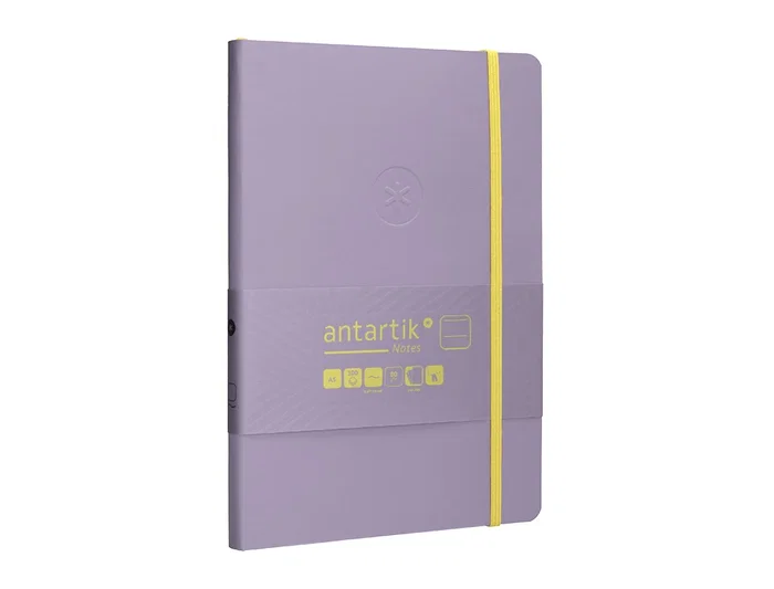 Antartik Cuaderno A5 Tapa Blanda Hojas Rayadas Morado y Amarillo, 80 Hojas 80gr FSC con Gomilla y Bolsillo Antartik Cuaderno A5 Tapa Blanda Hojas Rayadas Morado y Amarillo, 80 Hojas 80gr FSC con Gomilla y Bolsillo