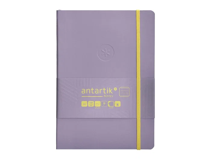 Antartik Cuaderno A5 Tapa Blanda Hojas Rayadas Morado y Amarillo, 80 Hojas 80gr FSC con Gomilla y Bolsillo Antartik Cuaderno A5 Tapa Blanda Hojas Rayadas Morado y Amarillo, 80 Hojas 80gr FSC con Gomilla y Bolsillo