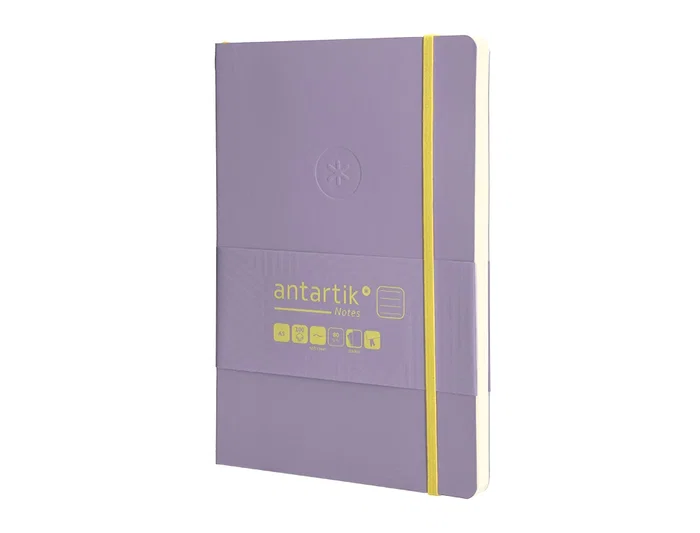 Antartik Cuaderno A5 Tapa Blanda Hojas Rayadas Morado y Amarillo, 80 Hojas 80gr FSC con Gomilla y Bolsillo Antartik Cuaderno A5 Tapa Blanda Hojas Rayadas Morado y Amarillo, 80 Hojas 80gr FSC con Gomilla y Bolsillo
